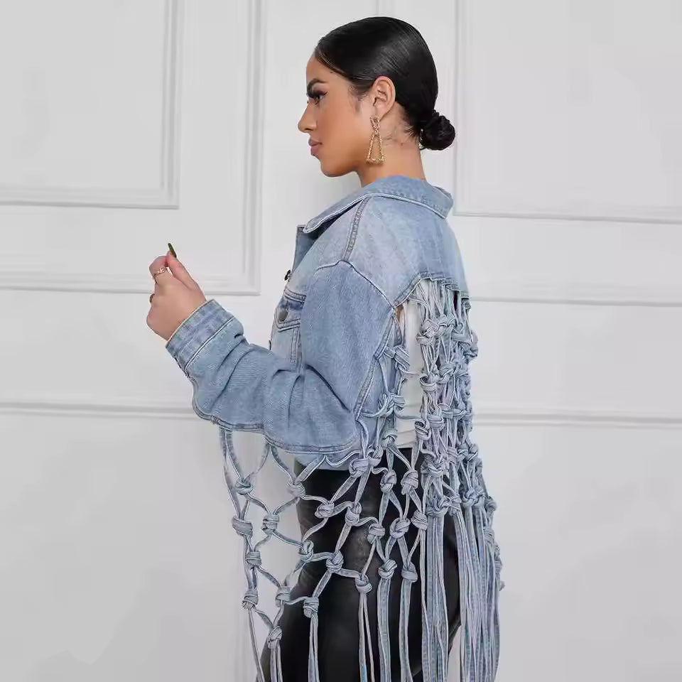 Woven Edge Denim Top