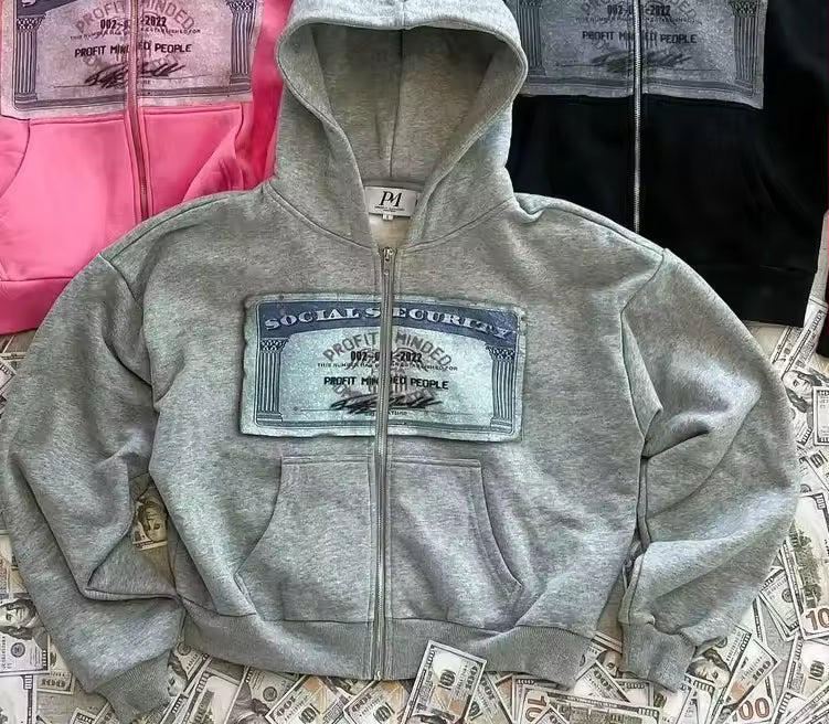 Social Security Zipper Jacket